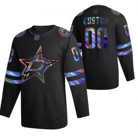 Dallas Stars Custom 2021-22 Iriserend holografisch Zwart Authentic Shirt - Mannen